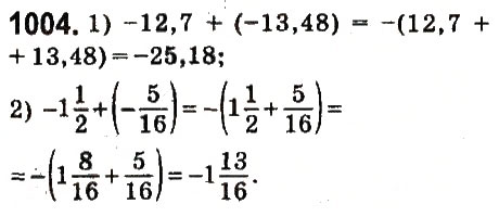 Завдання № 1004 - § 38. Додавання від’ємних чисел - ГДЗ Математика 6 клас О.С. Істер 2014