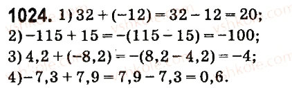 Завдання № 1024 - § 39. Додавання двох чисел з різними знаками - ГДЗ Математика 6 клас О.С. Істер 2014