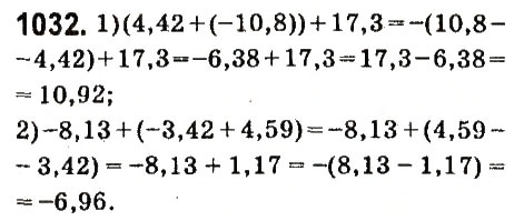 Завдання № 1032 - § 39. Додавання двох чисел з різними знаками - ГДЗ Математика 6 клас О.С. Істер 2014