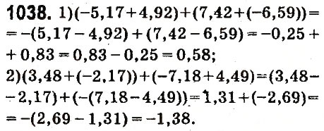 Завдання № 1038 - § 39. Додавання двох чисел з різними знаками - ГДЗ Математика 6 клас О.С. Істер 2014