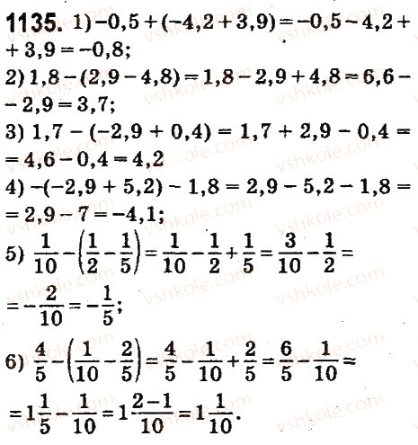 Завдання № 1135 - § 42. Розкриття дужок - ГДЗ Математика 6 клас О.С. Істер 2014