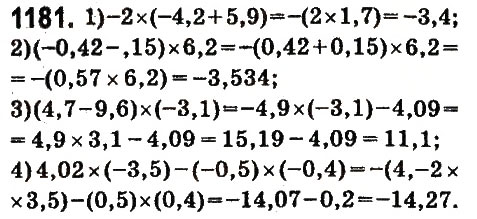 Завдання № 1181 - § 43. Множення раціональних чисел - ГДЗ Математика 6 клас О.С. Істер 2014