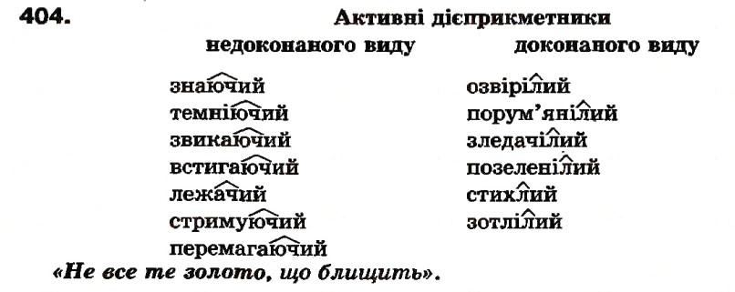 Завдання № 404 - Самостійні частини мови - ГДЗ Українська мова 7 клас А.А. Ворон, В.А. Солопенко 2007