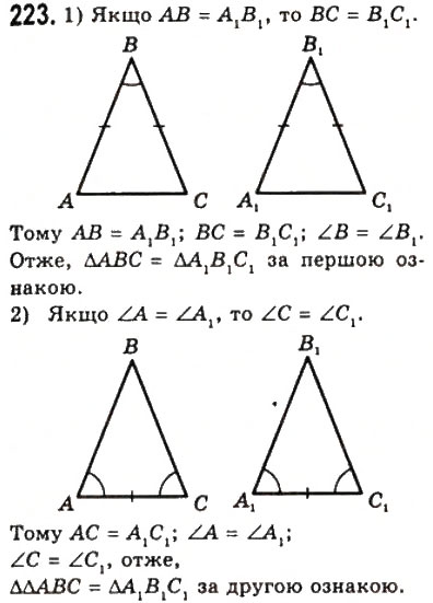 Завдання № 223 - 9. Рівнобедрений трикутник та його властивості - ГДЗ Геометрія 7 клас А.Г. Мерзляк, В.Б. Полонський, М.С. Якір 2008