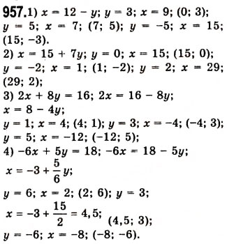 Завдання № 957 - 25. Лінійне рівняння з двома змінними та його графік - ГДЗ Алгебра 7 клас А.Г. Мерзляк, В.Б. Полонський, М.С. Якір 2008