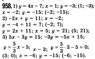 Завдання № 958 - 25. Лінійне рівняння з двома змінними та його графік - ГДЗ Алгебра 7 клас А.Г. Мерзляк, В.Б. Полонський, М.С. Якір 2008