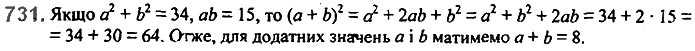 Завдання №  731 - 17. Перетворення многочлена у квадрат суми - § 2. Цілі вирази - ГДЗ Алгебра 7 клас А.Г. Мерзляк, В.Б. Полонський, М.С. Якір 2020 