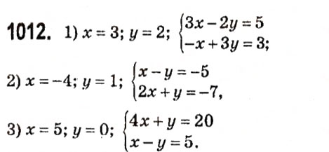 Завдання № 1012 - § 4. Системи лінійних рівнянь із двома змінними - ГДЗ Алгебра 7 клас А.Г. Мерзляк, В.Б. Полонський, М.С. Якір 2015