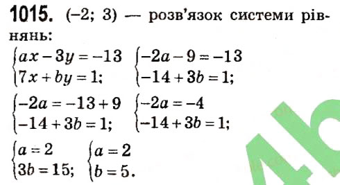 Завдання № 1015 - § 4. Системи лінійних рівнянь із двома змінними - ГДЗ Алгебра 7 клас А.Г. Мерзляк, В.Б. Полонський, М.С. Якір 2015