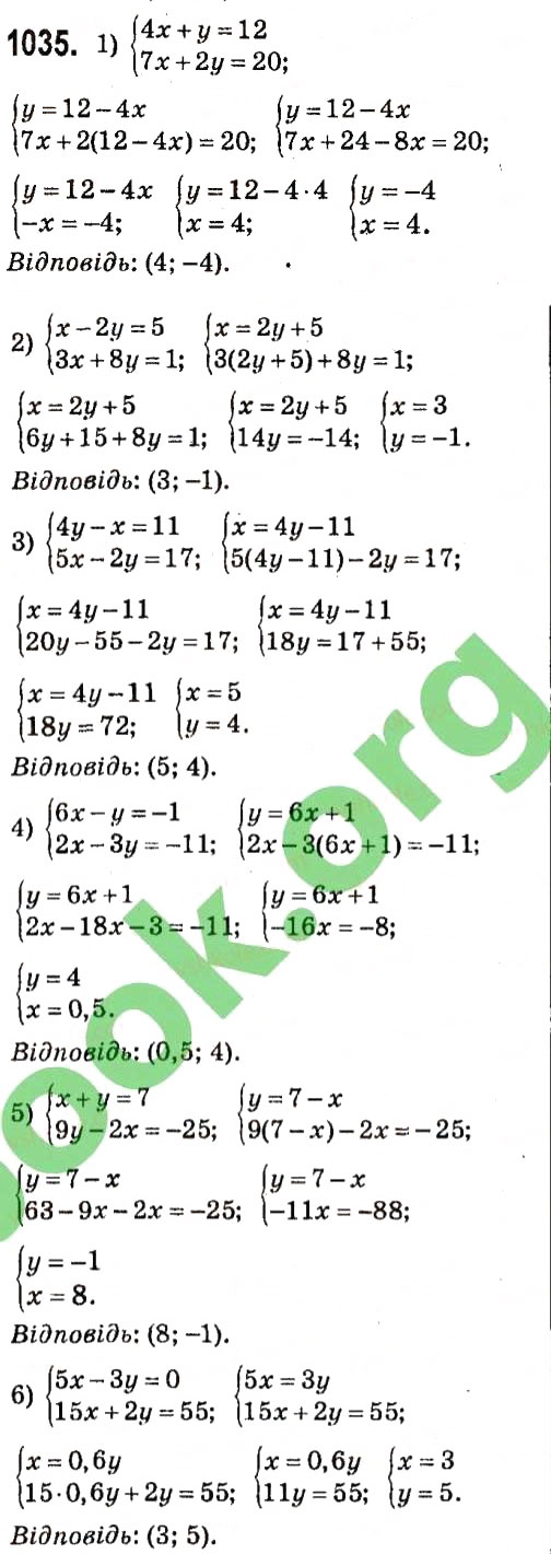 Завдання № 1035 - § 4. Системи лінійних рівнянь із двома змінними - ГДЗ Алгебра 7 клас А.Г. Мерзляк, В.Б. Полонський, М.С. Якір 2015