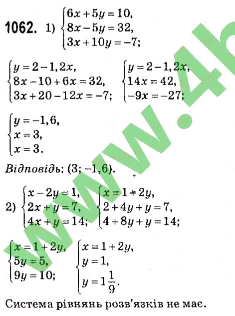 Завдання № 1062 - § 4. Системи лінійних рівнянь із двома змінними - ГДЗ Алгебра 7 клас А.Г. Мерзляк, В.Б. Полонський, М.С. Якір 2015