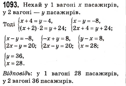 Завдання № 1093 - § 4. Системи лінійних рівнянь із двома змінними - ГДЗ Алгебра 7 клас А.Г. Мерзляк, В.Б. Полонський, М.С. Якір 2015