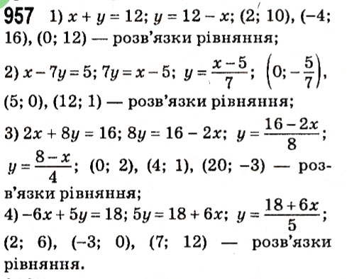 Завдання № 957 - § 4. Системи лінійних рівнянь із двома змінними - ГДЗ Алгебра 7 клас А.Г. Мерзляк, В.Б. Полонський, М.С. Якір 2015