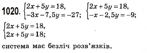 Завдання № 1020 - Розділ 3. Лінійні рівняння та їх функції - ГДЗ Алгебра 7 клас О.С. Істер 2015
