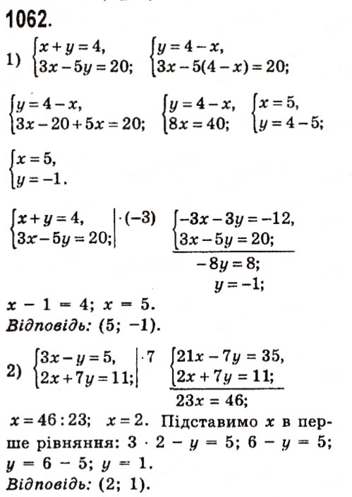 Завдання № 1062 - Розділ 3. Лінійні рівняння та їх функції - ГДЗ Алгебра 7 клас О.С. Істер 2015