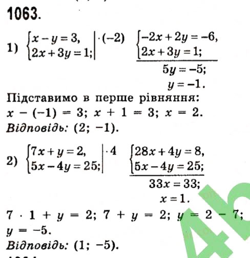 Завдання № 1063 - Розділ 3. Лінійні рівняння та їх функції - ГДЗ Алгебра 7 клас О.С. Істер 2015