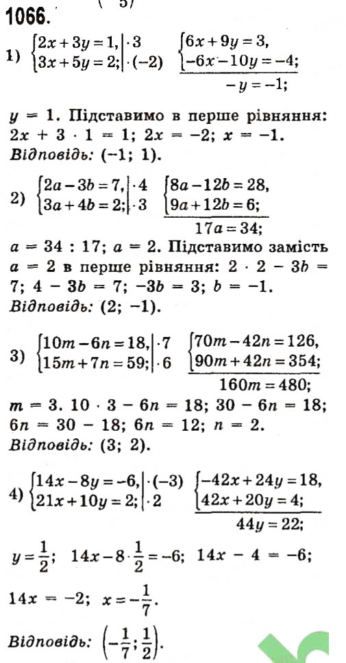 Завдання № 1066 - Розділ 3. Лінійні рівняння та їх функції - ГДЗ Алгебра 7 клас О.С. Істер 2015
