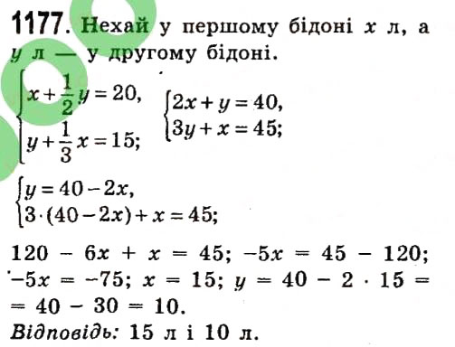 Завдання № 1177 - Розділ 3. Лінійні рівняння та їх функції - ГДЗ Алгебра 7 клас О.С. Істер 2015