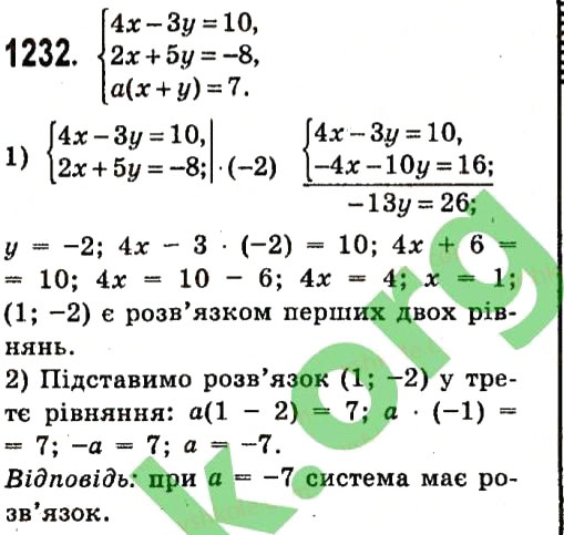 Завдання № 1232 - Розділ 3. Лінійні рівняння та їх функції - ГДЗ Алгебра 7 клас О.С. Істер 2015
