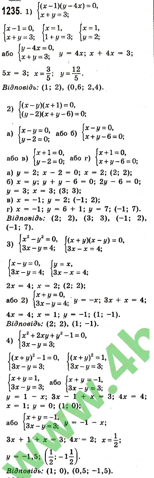 Завдання № 1235 - Розділ 3. Лінійні рівняння та їх функції - ГДЗ Алгебра 7 клас О.С. Істер 2015