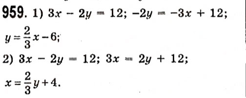 Завдання № 959 - Розділ 3. Лінійні рівняння та їх функції - ГДЗ Алгебра 7 клас О.С. Істер 2015