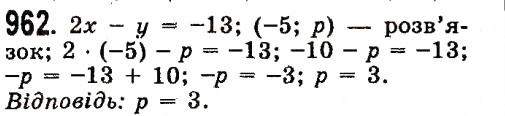 Завдання № 962 - Розділ 3. Лінійні рівняння та їх функції - ГДЗ Алгебра 7 клас О.С. Істер 2015