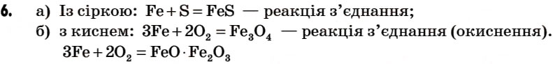 Завдання № 6 - § 22. Залізо. Фізичні та хімічні властивості заліза - ГДЗ Хімія 7 клас Г.А. Лашевська 2007