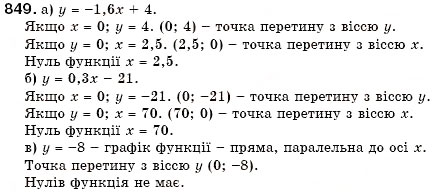 Завдання № 849 - 25. Лінійна функція - ГДЗ Алгебра 7 клас Г.М. Янченко, В.Р. Кравчук 2008