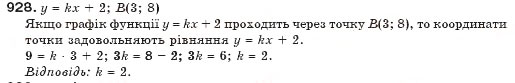 Завдання № 928 - § 22. Графік функції - ГДЗ Алгебра 7 клас Г.П. Бевз, В.Г. Бевз 2007