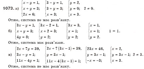 Завдання № 1073 - § 26. Системи рівнянь - ГДЗ Алгебра 7 клас Г.П. Бевз, В.Г. Бевз 2007