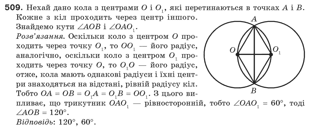 Завдання № 509 - § 17. Коло і круг - ГДЗ Геометрія 7 клас Г.П. Бевз, В.Г. Бевз, Н.Г. Владімірова 2007