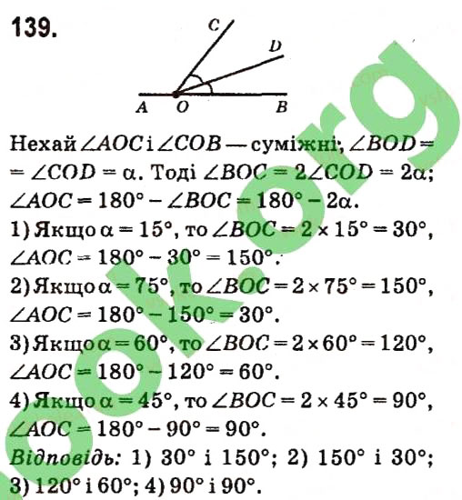 Завдання № 139 - Розділ 2. Взаємне розміщення прямих на площині - ГДЗ Геометрія 7 клас М.I. Бурда, Н.А. Тарасенкова 2015