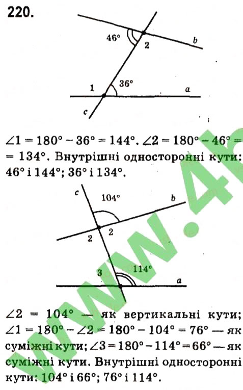 Завдання № 220 - Розділ 2. Взаємне розміщення прямих на площині - ГДЗ Геометрія 7 клас М.I. Бурда, Н.А. Тарасенкова 2015