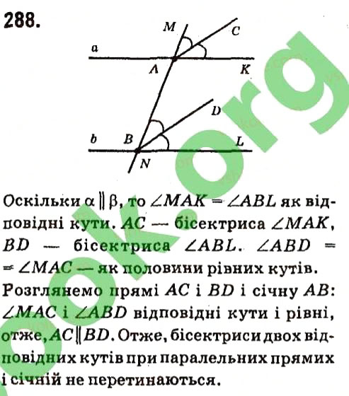 Завдання № 288 - Розділ 2. Взаємне розміщення прямих на площині - ГДЗ Геометрія 7 клас М.I. Бурда, Н.А. Тарасенкова 2015