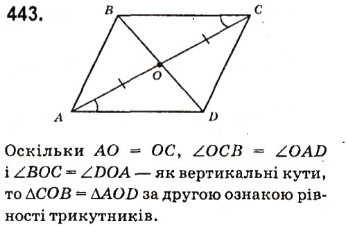 Завдання № 443 - Розділ 3. Трикутники - ГДЗ Геометрія 7 клас М.I. Бурда, Н.А. Тарасенкова 2015