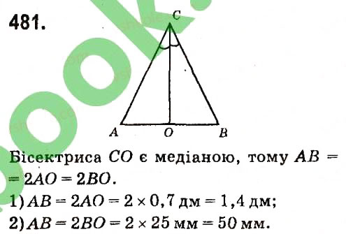 Завдання № 481 - Розділ 3. Трикутники - ГДЗ Геометрія 7 клас М.I. Бурда, Н.А. Тарасенкова 2015