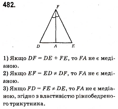 Завдання № 482 - Розділ 3. Трикутники - ГДЗ Геометрія 7 клас М.I. Бурда, Н.А. Тарасенкова 2015