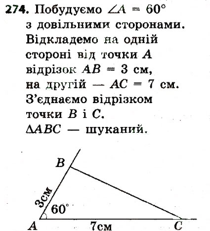 Завдання № 274 - Розділ 3. Трикутники. Ознаки рівності трикутників - ГДЗ Геометрія 7 клас О.С. Істер 2015
