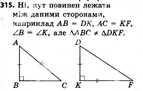 Завдання № 315 - Розділ 3. Трикутники. Ознаки рівності трикутників - ГДЗ Геометрія 7 клас О.С. Істер 2015