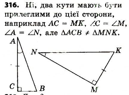 Завдання № 316 - Розділ 3. Трикутники. Ознаки рівності трикутників - ГДЗ Геометрія 7 клас О.С. Істер 2015