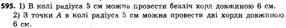 Завдання № 595 - Розділ 4. Коло і круг. Геометричні побудови - ГДЗ Геометрія 7 клас О.С. Істер 2015