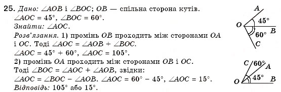 Завдання № 25 - § 3. Кути та їх вимірювання - ГДЗ Геометрія 7 клас М.І. Бурда, Н.А. Тарасенкова 2007