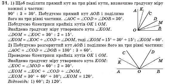 Завдання № 31 - § 3. Кути та їх вимірювання - ГДЗ Геометрія 7 клас М.І. Бурда, Н.А. Тарасенкова 2007