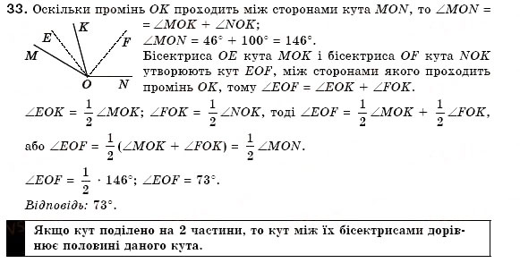 Завдання № 33 - § 3. Кути та їх вимірювання - ГДЗ Геометрія 7 клас М.І. Бурда, Н.А. Тарасенкова 2007