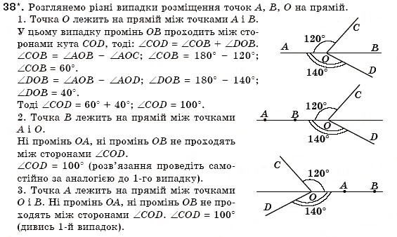 Завдання № 38 - § 3. Кути та їх вимірювання - ГДЗ Геометрія 7 клас М.І. Бурда, Н.А. Тарасенкова 2007