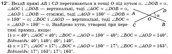 Завдання № 12 - § 5. Вертикальні кути - ГДЗ Геометрія 7 клас М.І. Бурда, Н.А. Тарасенкова 2007