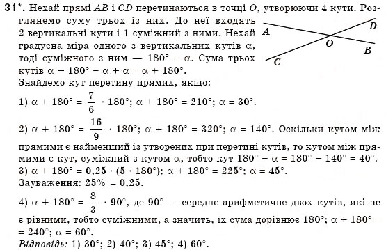 Завдання № 31 - § 5. Вертикальні кути - ГДЗ Геометрія 7 клас М.І. Бурда, Н.А. Тарасенкова 2007