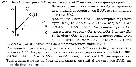 Завдання № 21 - § 8. Ознаки паралельності прямих - ГДЗ Геометрія 7 клас М.І. Бурда, Н.А. Тарасенкова 2007