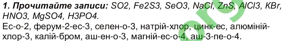 Завдання № 1 - Сторінка 39 - ГДЗ Хімія 7 клас М.М. Савчин 2015 - Робочий зошит