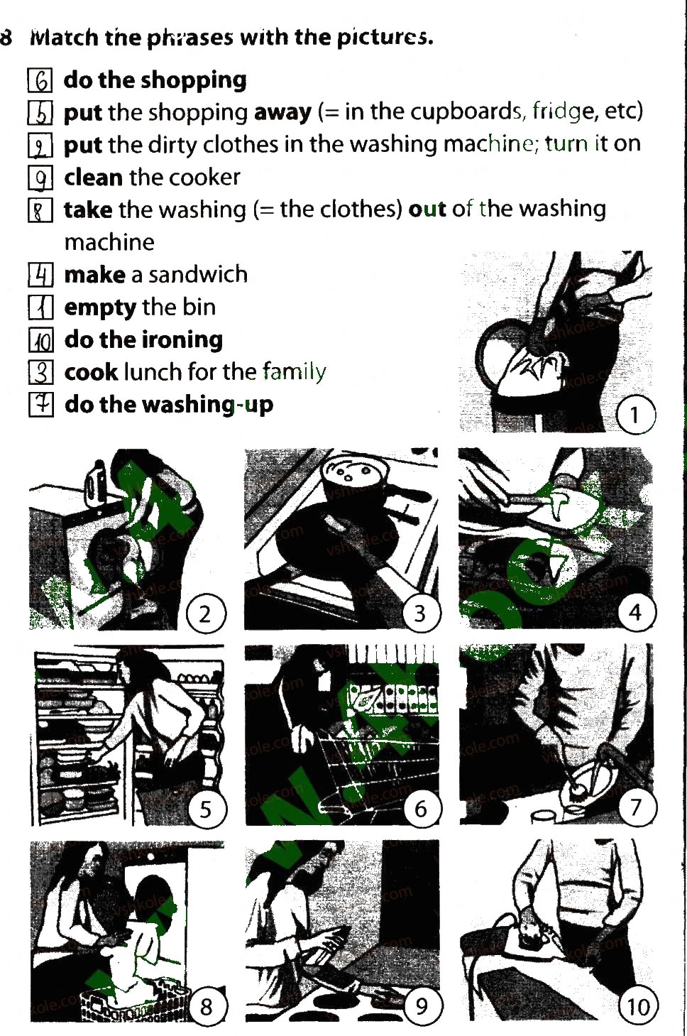 Завдання № 8 - Lesson 1. Doing Chores - ГДЗ Англійська мова 7 клас О.Д. Карп'юк 2015 - Робочий зошит